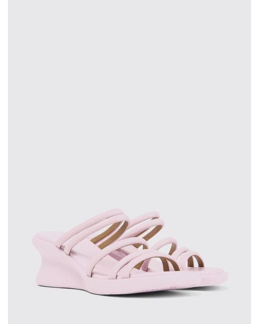 Camper Pink Louise Leather Wedge Sandals