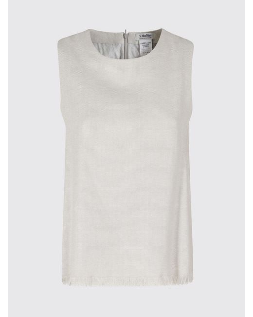 Max Mara White Linen And Cotton Top