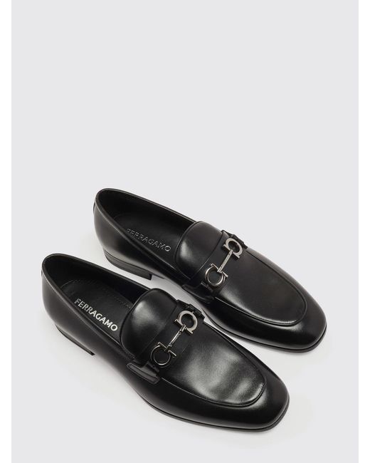 Ferragamo White Gancini Leather Loafers for men