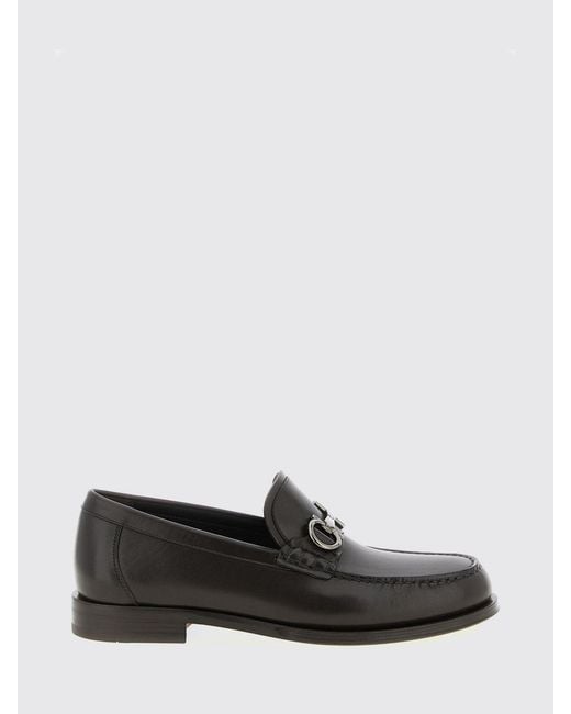 Ferragamo White Gancini Leather Loafers for men