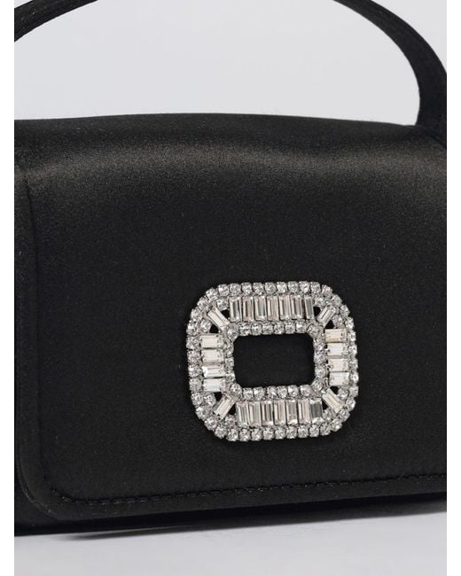 Roger Vivier Black Pilgrim Satin Bag With Jewel Buckle