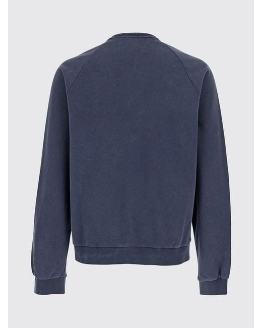 TONYWACK Blue Cotton Half-Zip Crewneck Sweatshirt With Dropped Shoulders for men