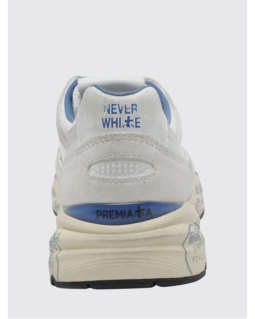 Premiata White Mase Suede And Mesh Sneakers for men
