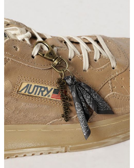 Autry Natural Medalist Low Super Vintage Patent Leather Sneakers With Worn Effect for men