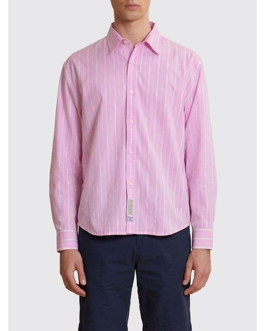 La Martina Pink Striped Long-Sleeved Cotton Shirt for men