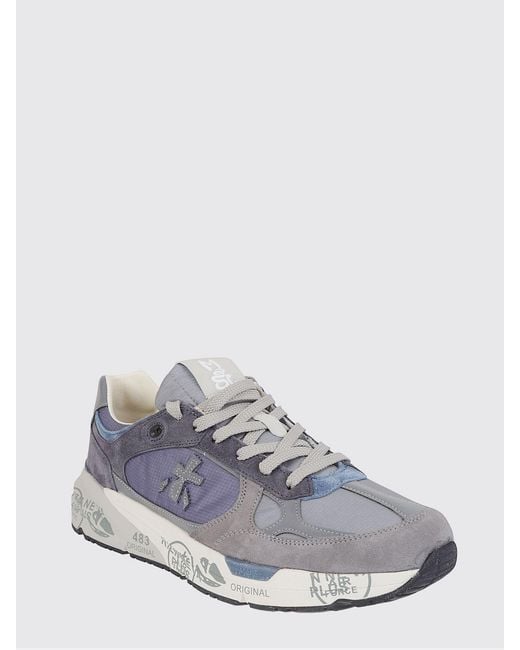 Premiata White Mase Suede And Mesh Sneakers for men