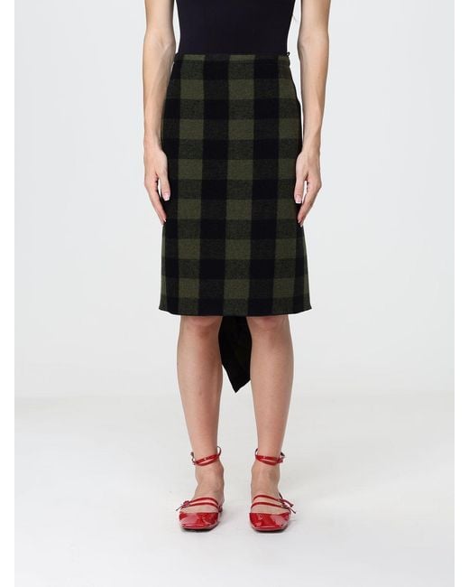N°21 Black High-Waisted Asymmetric Check Wool Blend Mini Skirt