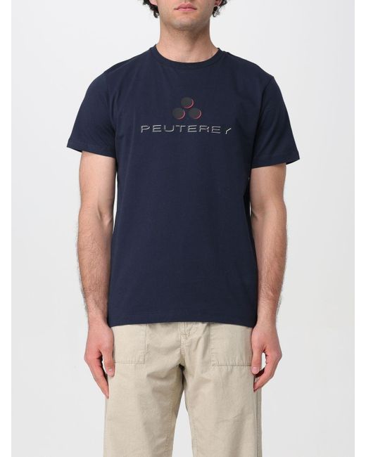 T-shirt in cotone con logo di Peuterey in Blue da Uomo