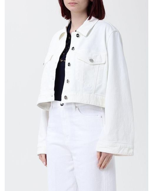 Dondup White Crop Denim Jacket