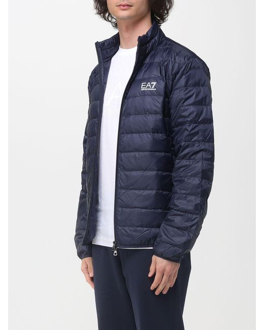 EA7 Blue Light Nylon Down Jacket With Logo for men