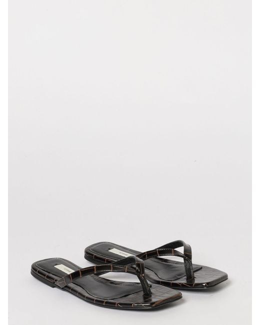Totême  Brown Crocodile-Effect Leather Sandals