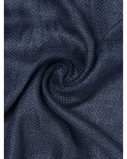 Brunello Cucinelli Blue Linen Scarf for men