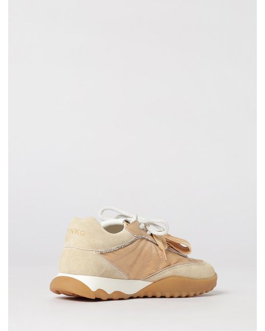 Pinko Natural Gea Suede And Nylon Sneakers
