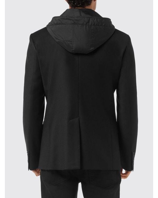 Billionaire Black Single-Breasted Hooded Blazer for men