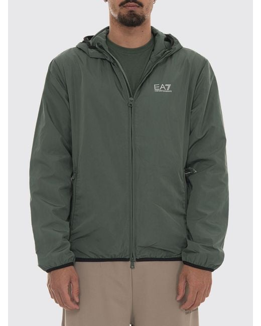EA7 Green Technical Fabric Hooded Jacket for men