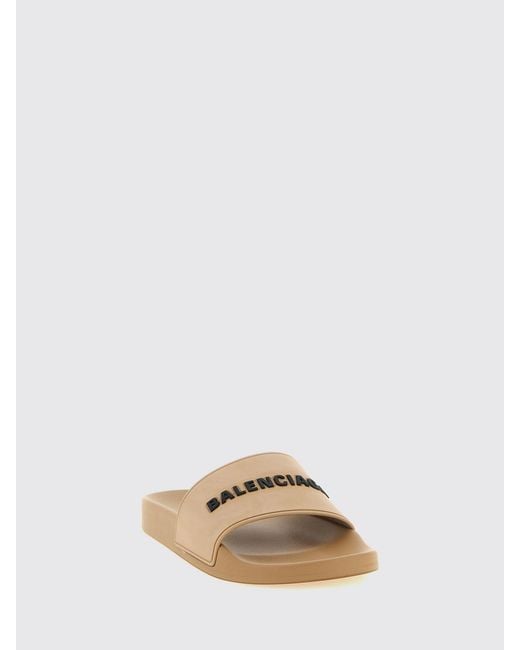 Balenciaga Natural Pool Tpu Slides With Contrasting Lettering Logo