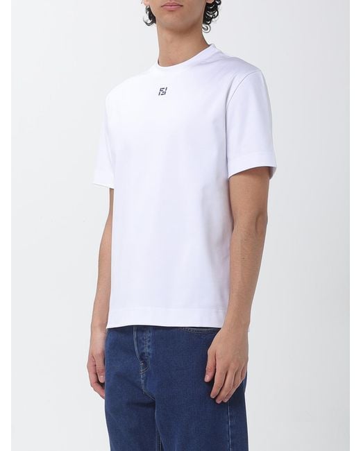Fendi White Ff Cotton T-Shirt for men