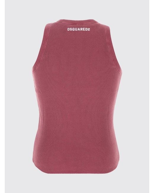DSquared² Red Cotton Tank Top With Slogan for men