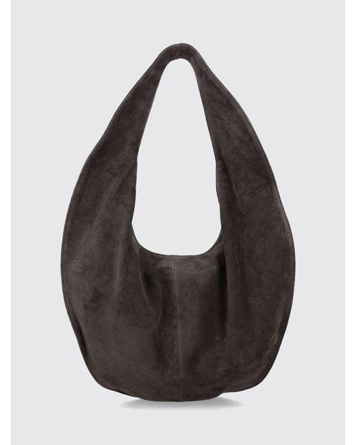 Maeden Black Market Suede Calf Leather Shoulder Bag With Flat Handle