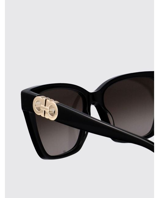 Ferragamo Black Rectangular Cat-Eye Sunglasses