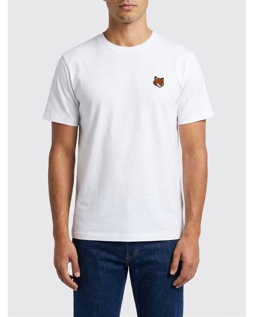 Maison Kitsuné White Maison KitsunÉ Cotton T-Shirt With Logo for men