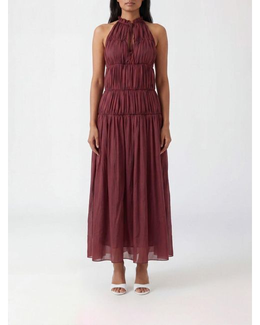 Semicouture Red Marylou Long Cotton Poplin Dress