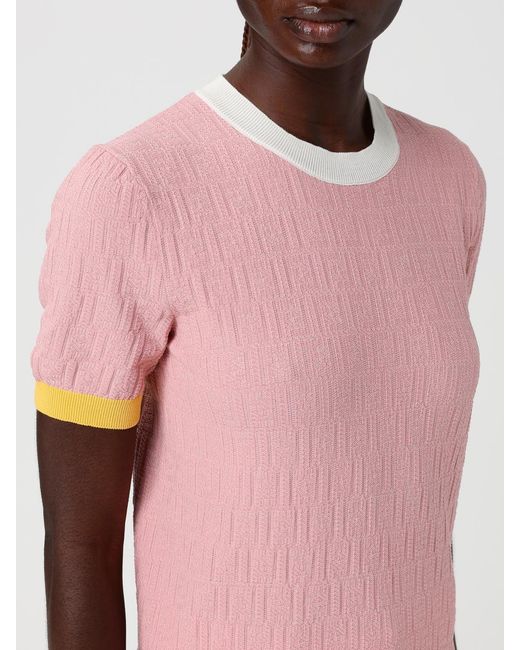 Fendi Pink Cotton And Silk Crew Neck Pullover