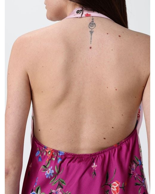 Liu Jo Red Satin Top With Floral Print