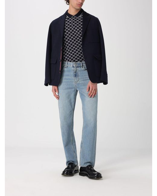 Gucci Blue Single-Breasted Cotton Jersey Blazer for men