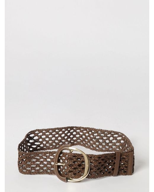 Twinset Gray Crochet Raffia Belt