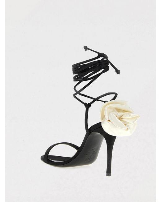 Magda Butrym White Satin Sandal With Applied Flower