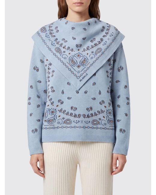 Alanui Blue Rundhalspullover Aus Reiner Schurwolle Mit Allover-Bandana-Muster