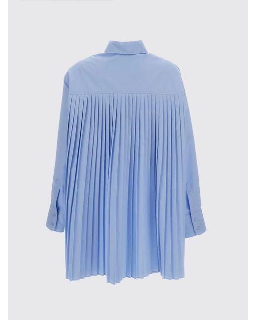 Sportmax Blue Nespola Pleated Cotton Blend Shirt