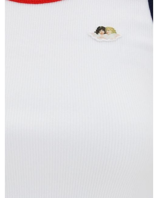 Fiorucci White Stretch Cotton Basic Tank Top