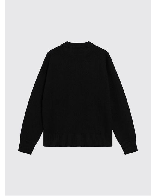 AMI Blue Crew-Neck Wool Jumper With Contrast Logo for men