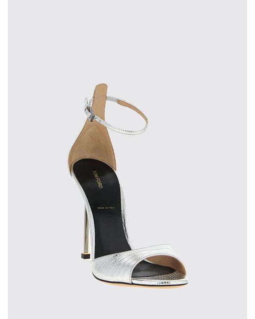 Tom Ford White Tejus Laminated Lizard Print Leather Sandals