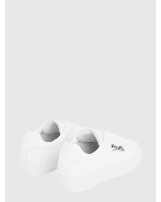 Philipp Plein White Low Top Smooth Leather Sneakers With Applied Metal Logo for men