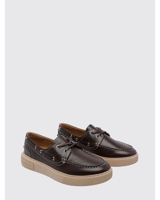 Bally White Smooth Calfskin Boat Shoes With Embossed Logo for men