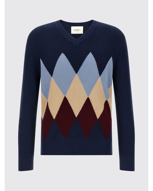 Ballantyne Blue Cotton Pullover With Diamond Pattern for men