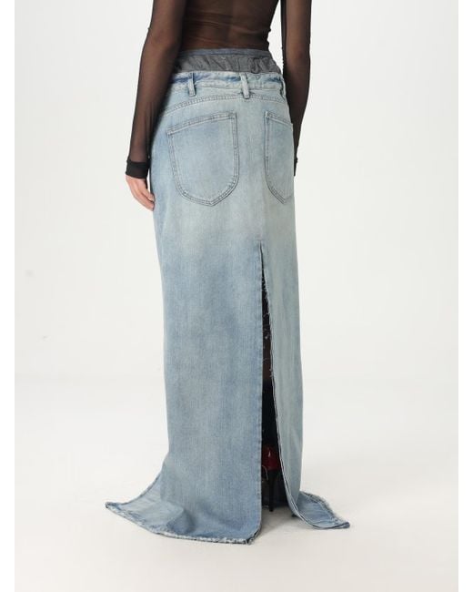 Maison Margiela Blue Long Denim Skirt With Front Slit