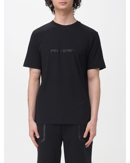Peuterey Black Cotton Blend T-Shirt With Logo for men