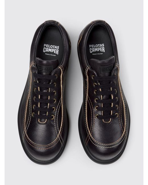 Camper Black Twins Leather Sneakers