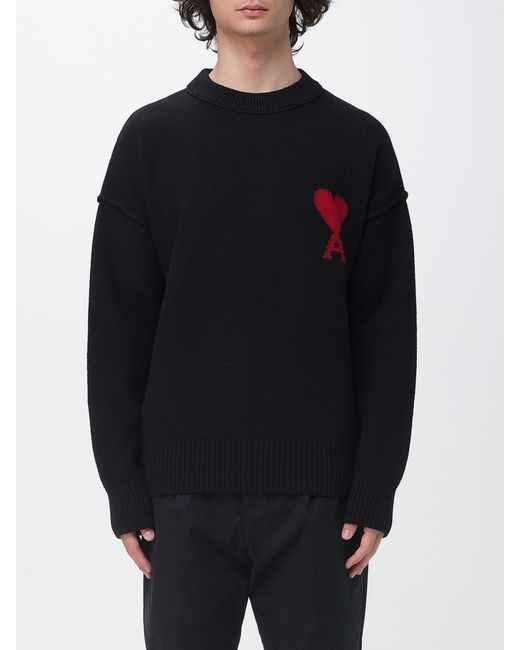 AMI Blue Wool Crew-Neck Pullover for men