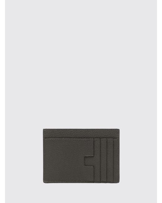 Tom Ford Gray Flat Calf Leather Card Holder With Seven Slots And Laminated Logo for men