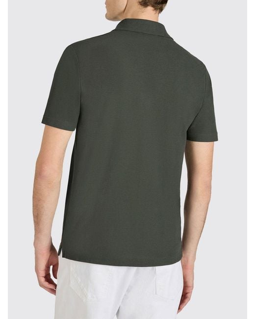Zanone Green Basic Cotton Polo Shirt for men