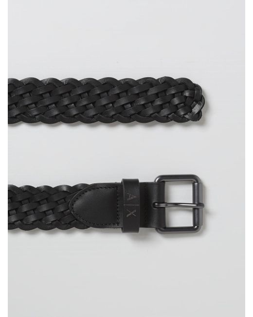 Cintura in pelle intrecciata di Armani Exchange in Black da Uomo