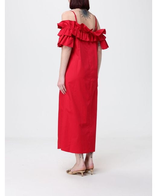 Hanita Red Cotton Midi Dress