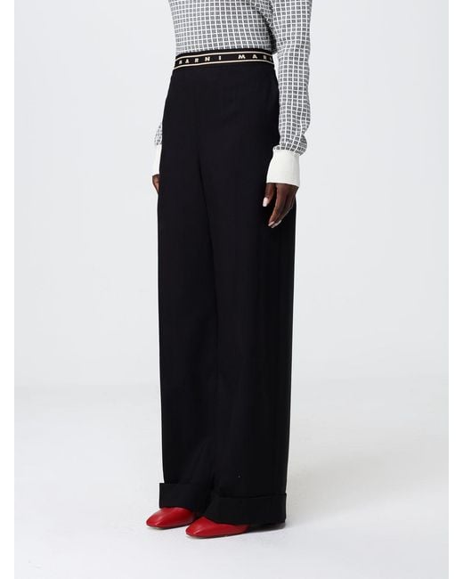 Marni Black Virgin Wool Palazzo Trousers