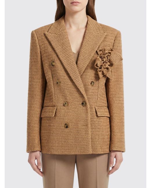 GIUSEPPE DI MORABITO Natural Double-Breasted Cotton Blend Blazer