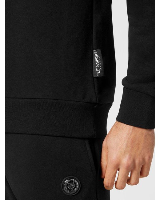 Philipp Plein Black Slim Fit Graphic Print Cotton Crewneck Sweatshirt for men